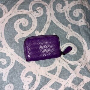 Bottega Veneta Purple Intreciatto Woven Coin Card Wallet